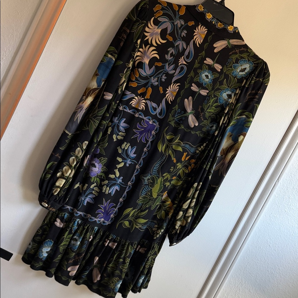 FARM Rio Black and Purple Buttoned Peplum Dress 💯 rayon - Picture 10 of 17